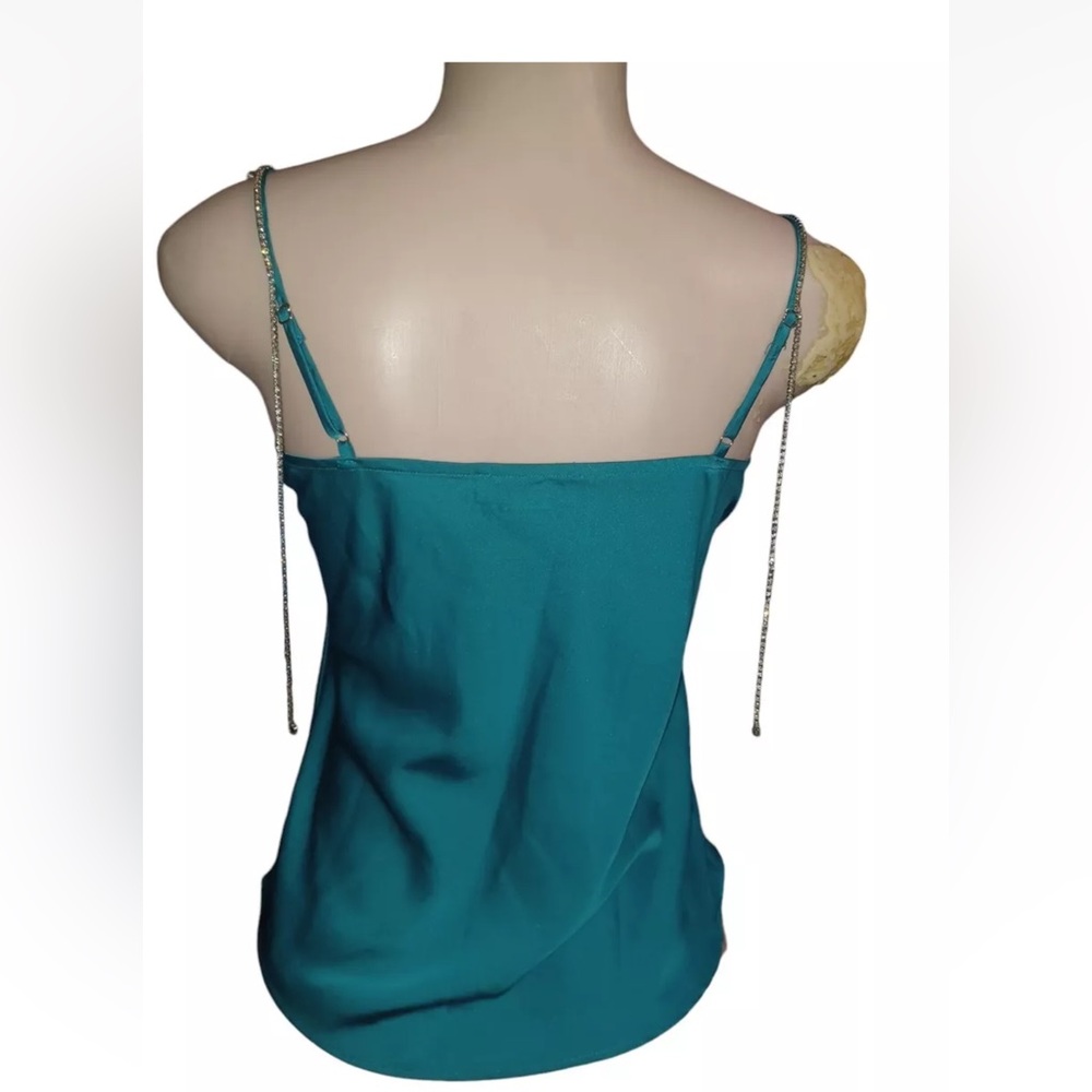Rachel Zoe Women’s Tank Top w/Rhinestone Straps, Green, Size XS(C2)